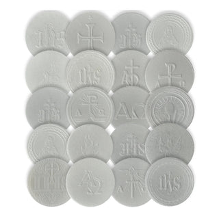 2-7/8" Large Polish White Altar Bread - Assorted Designs - 100 / Roll - EBMH278W