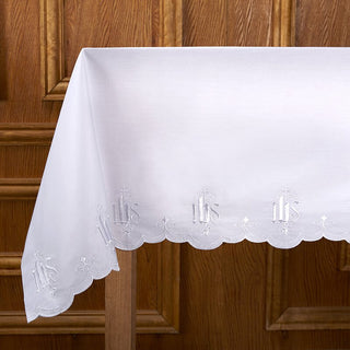IHS Embroidered Edge Altar Frontal - 96" W x 50" D with 2" hem - F1740