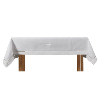 Eyelet Edge with Embroidered Cross Altar Frontal - 96" W x 50" D with 2" Hem - F3567