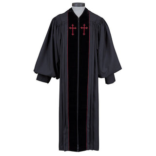 Tudor Pulpit Robe -  Black with Red Trim - G1785