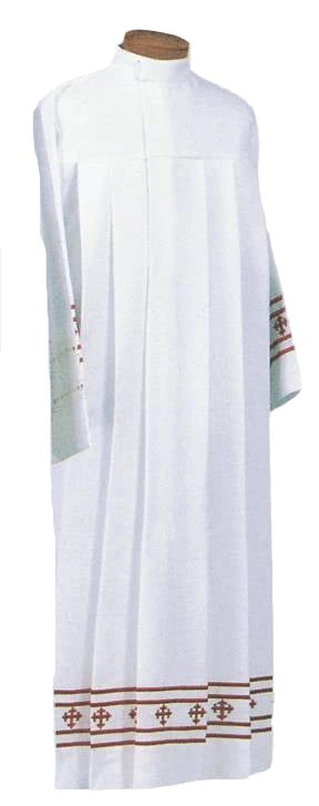 100% POLYESTER RED EMBROIDERED ALB - GA87R-ALB