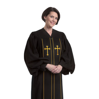 Pulpit Robe - Pilgrim - Piping and Cross - H-3-MR
