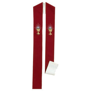 CLERGY CHALICE REVERSIBLE RED/WHITE STOLE - HBR611WH/RED