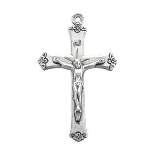 2" Silver Oxidized Crucifix W/Flower Tips - HIR22284