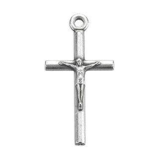 1" Antiqued Silver Oxidized Tubular Crucifx - HIR22685