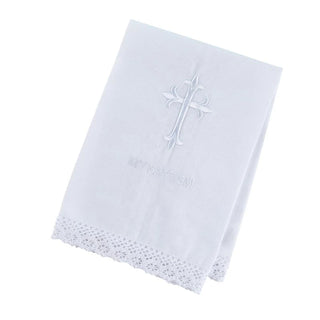 Baptismal Towel - Embroidered Fleur-de-Lis Cross Design - J5409