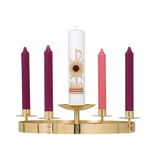 Combination Advent Wreath and Paschal Candle Holder - Solid Brass - K-556