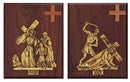 Stations of the Cross, 1-14, Gold Plated, Mounted on Wood Plaques - K-379-GP-WAL
