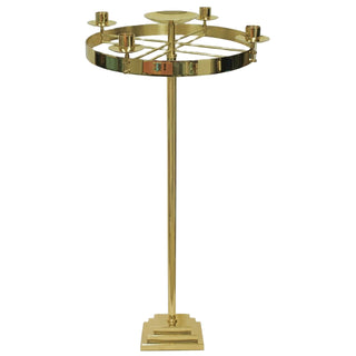 Advent Wreath with Stand, Square Base - 48" H - Solid Brass, Polished Finish - K552