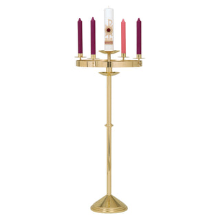 Combination Advent Wreath and Paschal Candle Holder - Solid Brass - K-556