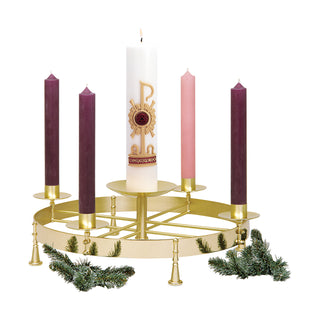 Table Advent Wreath - 36" H - Solid Brass, Two-Tone Finish - K-604