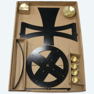 Advent Wreath with Stand - Black Powder Finish, Double Thin Cross Design  - K613
