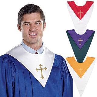 Reversible Choir Stole with Embroidered Cross - 6 pieces - KD195
