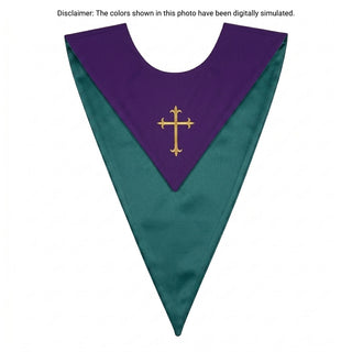 Reversible Choir Stole with Embroidered Cross - 6 pieces - KD195