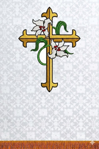 CROSS W/FLOWER DESIGN PULPIT SCARVES 24" X 36" - LTP27