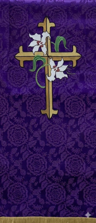 CROSS W/FLOWER DESIGN PULPIT SCARVES 24" X 36" - LTP27