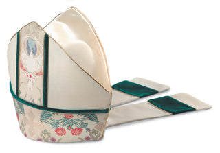 CREAM W/GREEN VELVET MITRE - M68154A