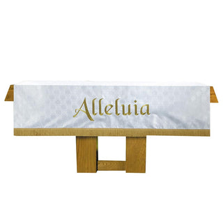 Altar Frontal - 72" W x 52" D with 3" Gold Fringe - White Cross Design - N7979