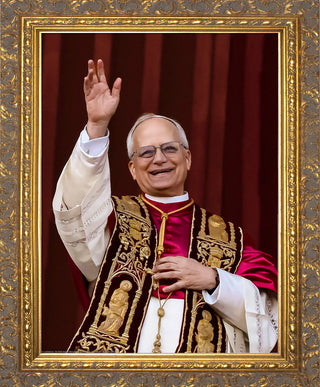 POPE LEO XIV - Waving Ornate Gold Framed Art - NW-1875-GOLD-PRT