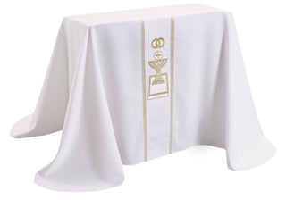 WHITE/GOLD PRIE DIEU COVER 90X90 - PDS70169A