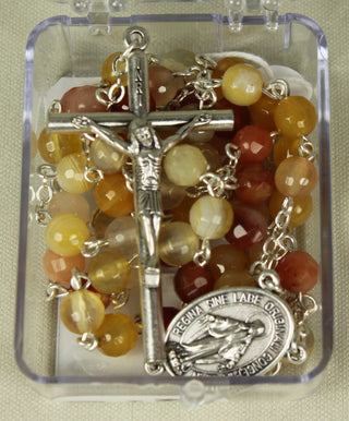 RGF076 6 MM-Yellow Agate Stone Rosary