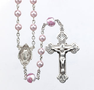 Crystal Swarovski Pink Pearl Rosary - S690PK