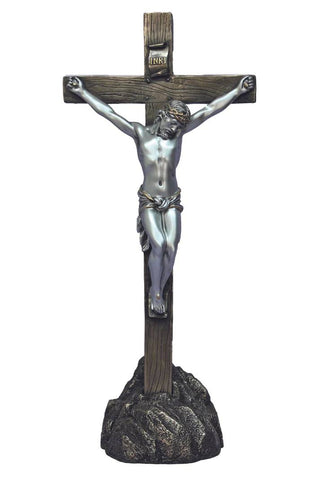 13" Crucifix Cold Cast Bronze W/ Pewter Style - SR-76408-BS