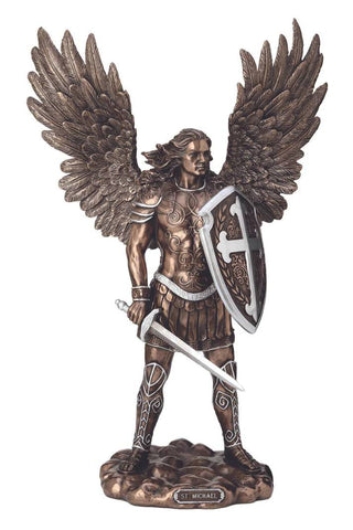 St. Michael W/O Devil Cast Bronze 13.5" Statue - SR-77273-BP