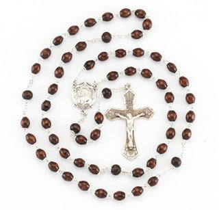 Maroon Oval Boxwood Rosary - SR1970MR