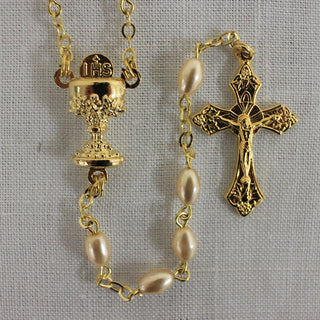 GOLD/PEARL COMMUNION ROSARY - SR3995JC