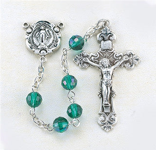 Emerald Tin Cut Crystal Rosary - SR5040EM