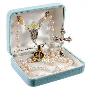 White Freshwater Pearl Rosary - SR7600WT