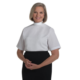 Women Neckband Shell Blouse - Black | White - SW-BLOUSE