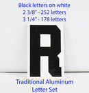 Traditional Aluminum Letter Sets - Black letters on white - TAB430