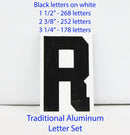 Traditional Aluminum Letter Sets - Black letters on white - TAB698