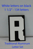 Traditional Aluminum Letter Sets - White letters on black - TAW134