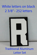 Traditional Aluminum Letter Sets - White letters on blackTAW252
