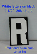 Traditional Aluminum Letter Sets - White letters on black - TAW268