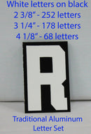 Traditional Aluminum Letter Sets - White letters on black - TAW498