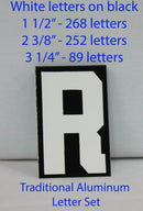 Traditional Aluminum Letter Sets - White letters on black - TAW609