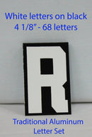 Traditional Aluminum Letter Sets - White letters on black - TAW68
