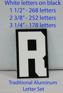 Traditional Aluminum Letter Sets - White letters on black - TAW698