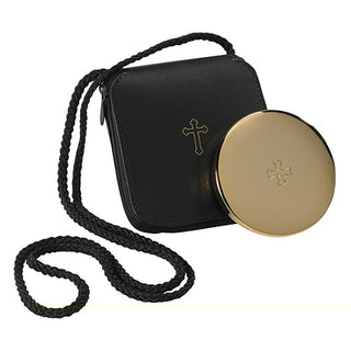 PCTS681 24kt Gold Plate Hospital Pyx with Leather Burse