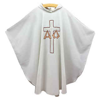 WHITE ALPHA OMEGA CHASUBLE - UCG1-DE3-WH