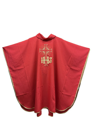 RED POLY IHS CHASUBLE - VB52-CHAS-R