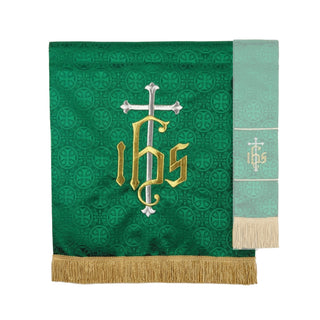 Pulpit Scarf - Green IHS Cross Design - VC733