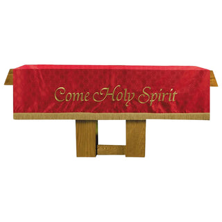 Altar Frontal - 108" W x 52" D with 3" Gold Fringe - Red Dove and Trinity Design - VC746