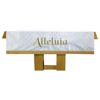 Altar Frontal - 108" W x 52" D with 3" Gold Fringe - White Cross Design - VC752