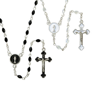 First Communion Enamel Rosary - Black - WC721