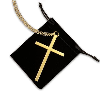 Pectoral Cross - Gold Plated - Pack of 3 - 3.5" Cross - 32" Chain - WS627